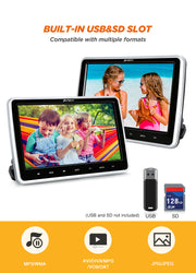 PUMPKIN Car Headrest 10.1" Dual Screen DVD Player with Upgraded Mount Bracket Support HDMI USB SD MP3 Region Free Last Memory