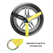 【Extra 10% OFF】4x Sets Axle Straps Car Hauler Trailer Auto Tie Down Ratchet Tire Tow Straps Kit