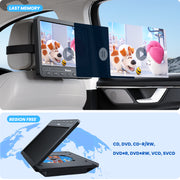 【Dual DVD with Battery】10.5" Dual Screen Portable DVD Player for Car with Built-in Rechargeable Battery, Car DVD Players Support USB/ SD Card, Last Memory, Play a Same or Two Different Movies (2 Host DVD Player)