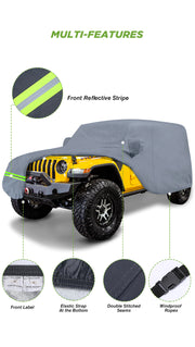 6 Layers Car Cover Waterproof All Weather Breathable UV Protection Snowproof Waterproof Dustproof for 2004-2019 Jeep Wrangler Unlimited JK JL 4 Door SUV