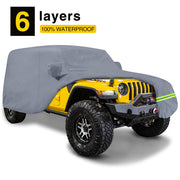 6 Layers Outdoor Car Covers Oxford Cloth Full Car Cover Compatible with 2004-2019 Jeep Wrangler Unlimited JK JL 2 Door SUV