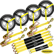 【Extra 10% OFF】4x Sets Axle Straps Car Hauler Trailer Auto Tie Down Ratchet Tire Tow Straps Kit